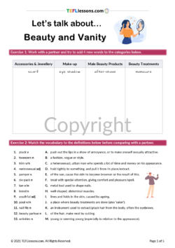Beauty and Vanity Vocabulary