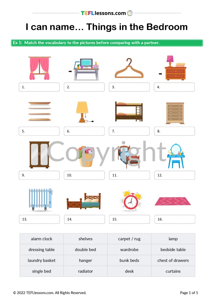 Bedroom Furniture Vocabulary Tefl