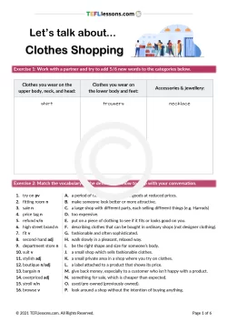 Talking about Clothes Shopping | ESL resources