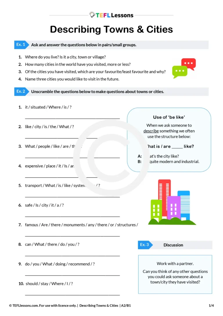 describing places ESL worksheet