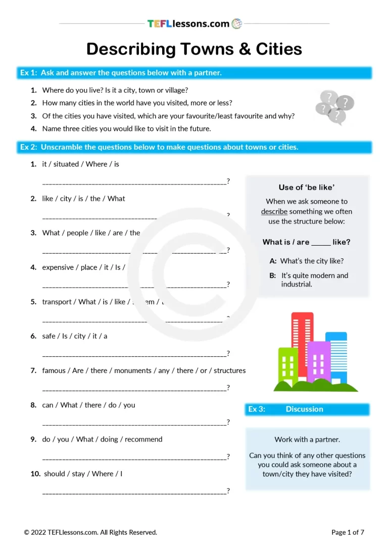 Describing Towns and Cities | ESL Resources
