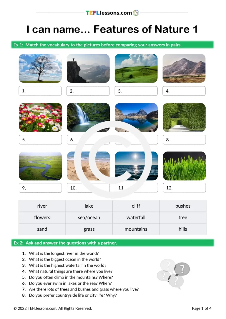 Nature Vocabulary ESL Lesson Plan