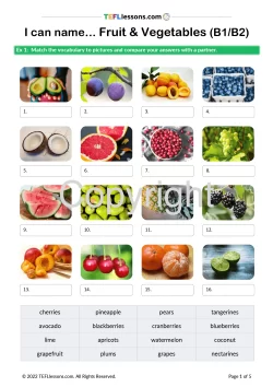 Fruit and Vegetables Vocabulary