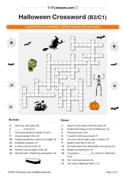 Halloween Crossword (B2-C1)