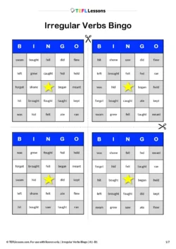 Irregular verbs bingo