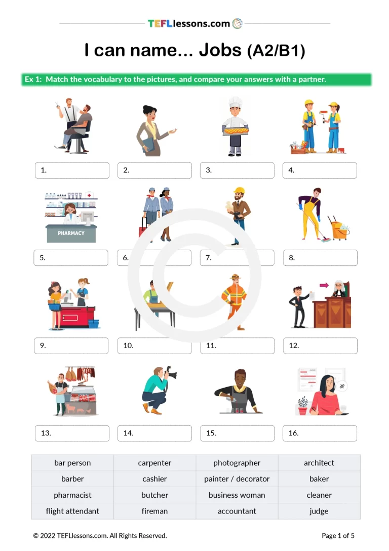 Jobs Vocabulary Lesson | ESL Materials