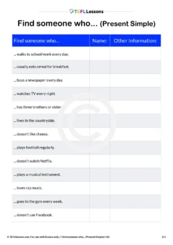 present simple speaking activity