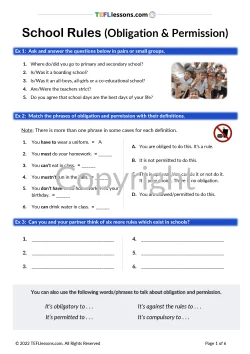 School Rules (Obligation and Permission)