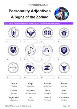 Personality Adjectives & Zodiac Signs | ESL Lesson Plan