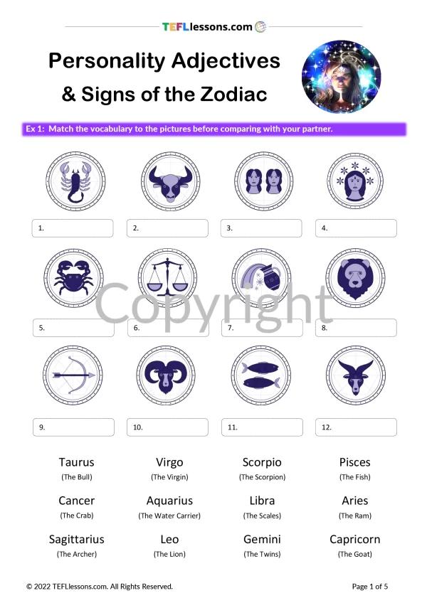 Personality Adjectives & Zodiac Signs