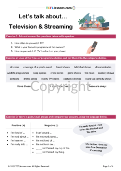 TV and Streaming Vocabulary & Speaking Lesson