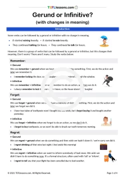 Gerund or Infinitive (changes in meaning) | ESL Resources