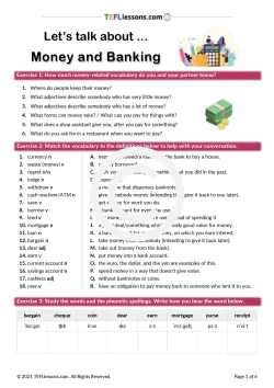 Money and Banking Vocabulary | ESL Resources