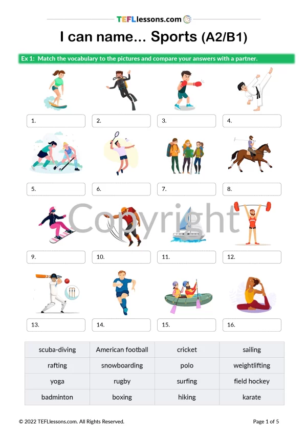 Sports Vocabulary Speaking Lesson