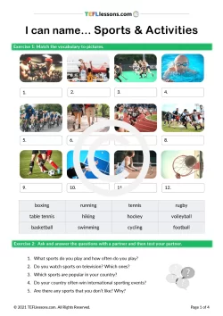 Sports Vocabulary Lesson | ESL Resources