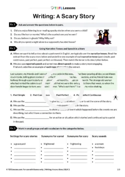 Writing a Scary Story ESL creative writing and Halloween writing activity for intermediate learners