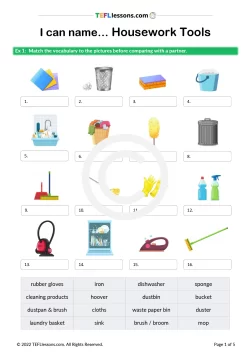 Housework Objects Vocabulary | ESL Resources