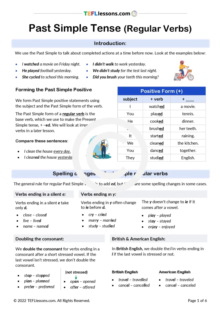 Past Simple Grammar Lesson | ESL Resources