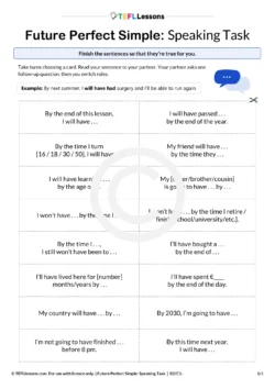 future perfect speaking activity