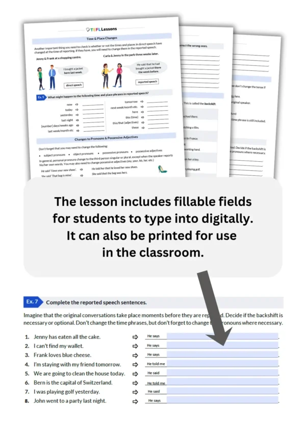 Reported Speech Statements Lesson Plan | B1/B2 ESL) | TEFL Lessons