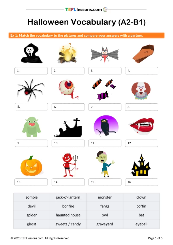 Halloween Vocabulary Worksheet