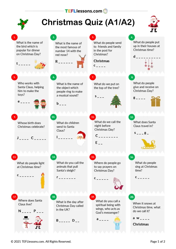 christmas-quiz-a1-a2-tefl-lessons-tefllessons-free-esl-worksheets