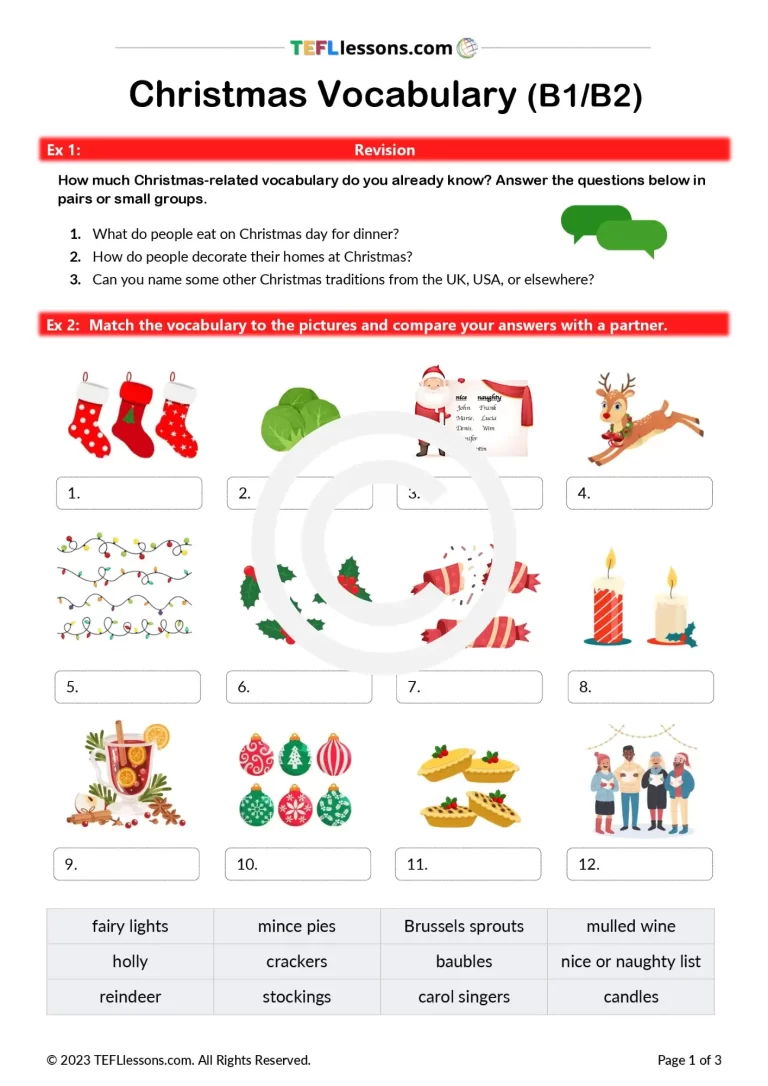 Christmas Vocabulary B1/B2 | ESL Resources
