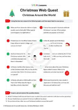 Christmas around the world ESL activity for B1–C1 students.