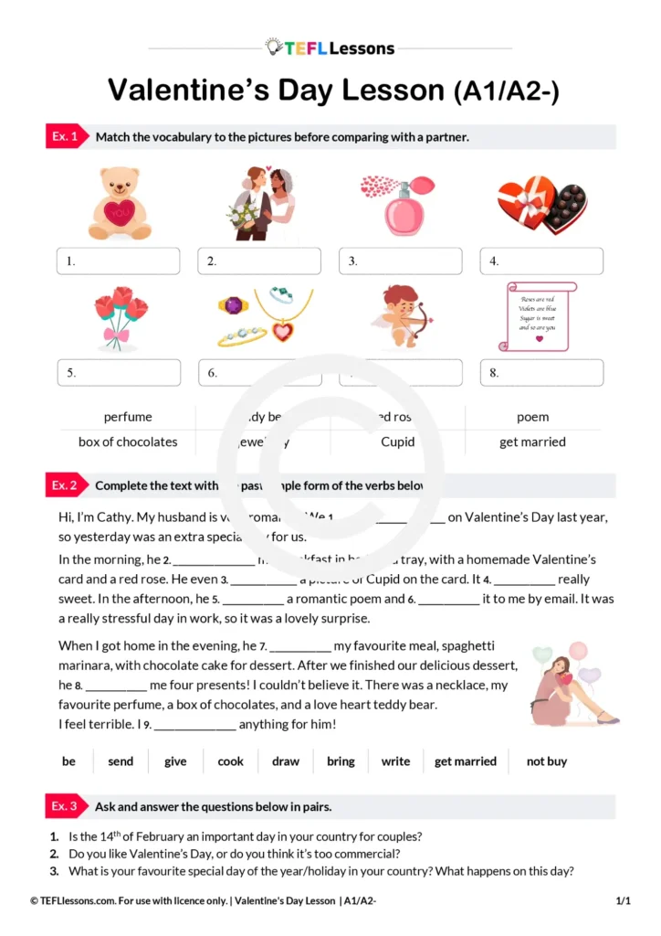 valentine's day english lesson a1 a2
