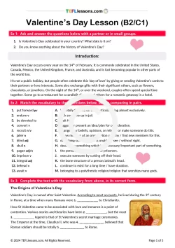 Valentine's Reading B2-C1 Level | ESL Resources