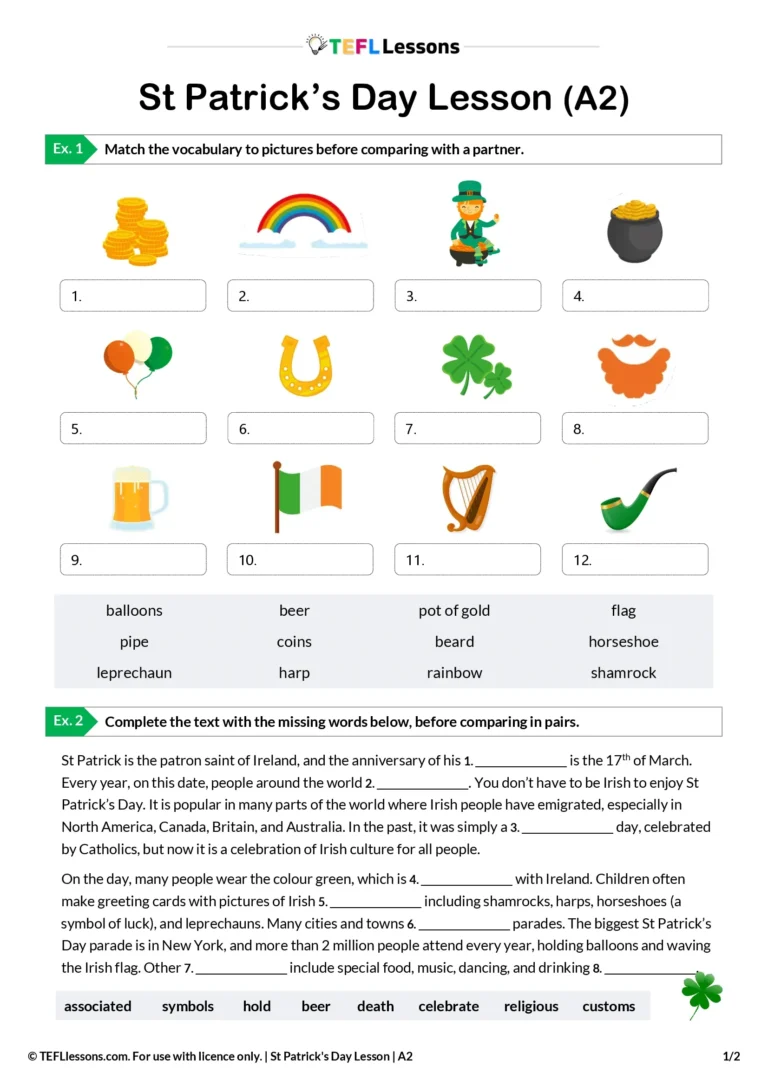 st patrick’s day esl lesson