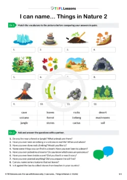 things in nature esl questions worksheet