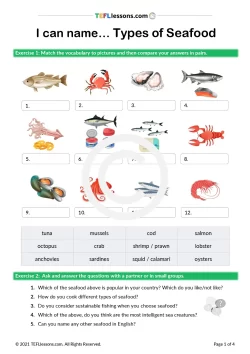 Seafood Vocabulary | ESL Resources