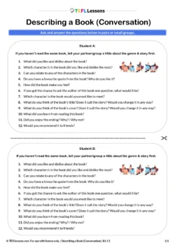book discussion questions esl