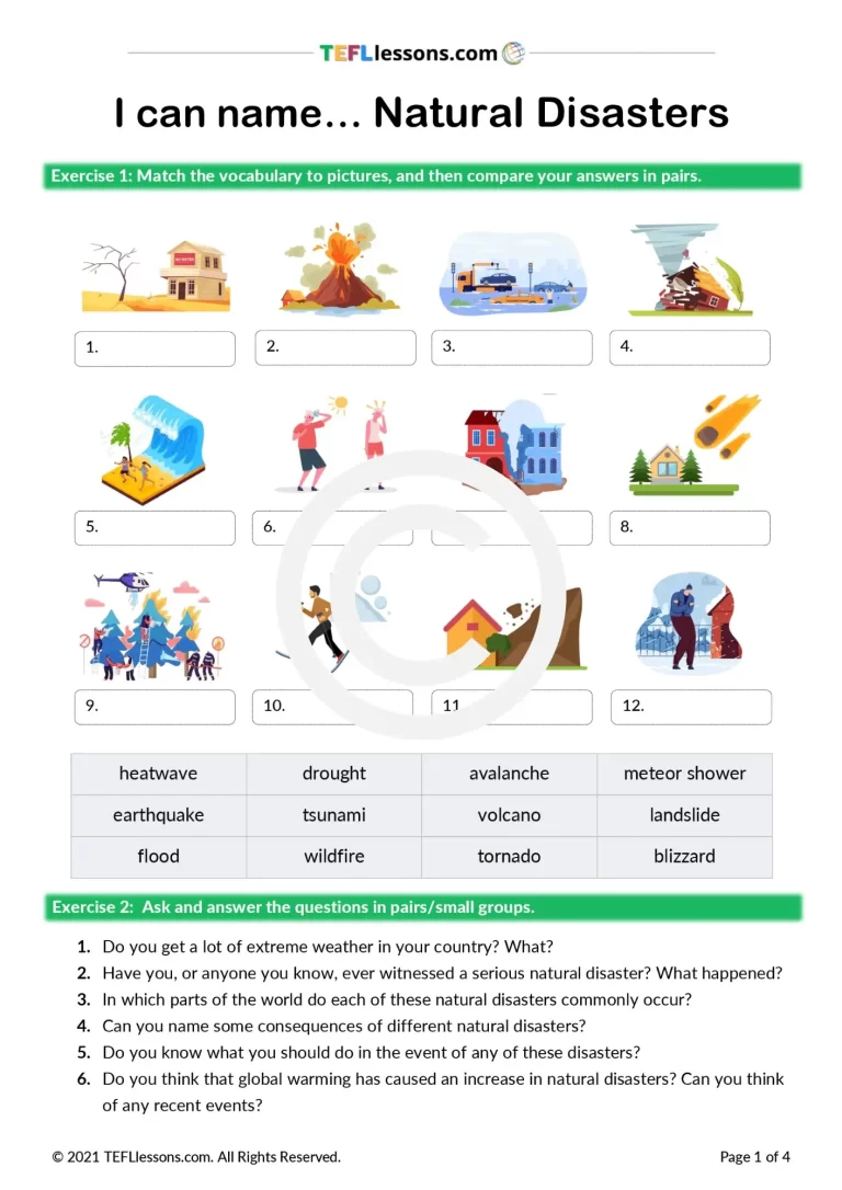 Natural Disasters | ESL Vocabulary Lesson Plan