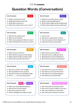 question words activity