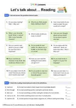 talking about reading esl lesson