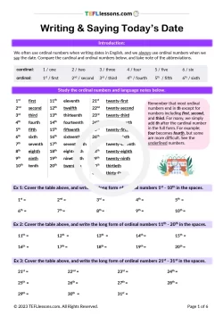 Writing and Saying Dates | ESL Resources