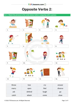Opposite Verbs 2 | TEFL Lesson Plans and Worksheets