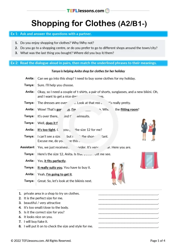 Shopping for Clothes | TEFL Lesson Plan