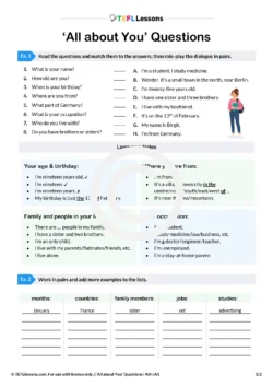 all about me ESL worksheet