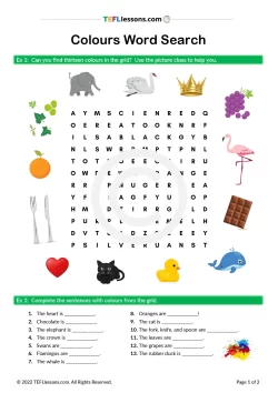 Colours Word Search | ESL Resources and Activities