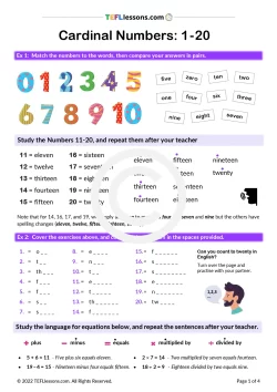 Cardinal Numbers | English vocabulary lesson | ESL Resources