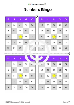 Numbers Bingo | ESL vocabulary activity