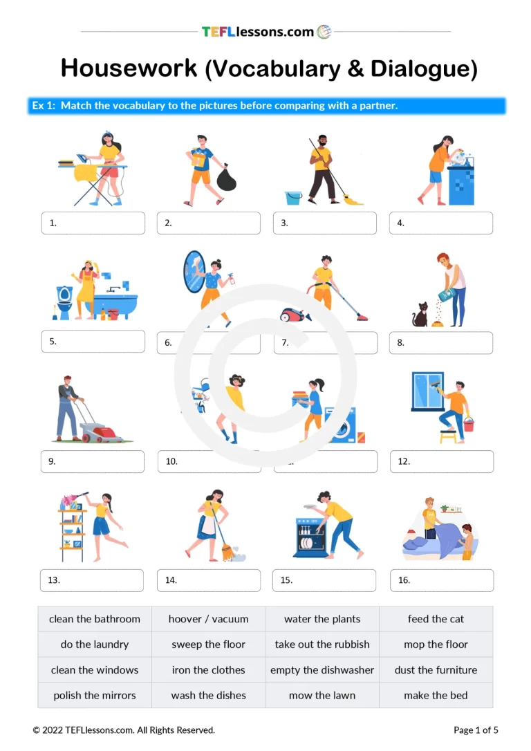 Housework Vocabulary | ESL Lesson Plan