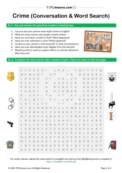 Crime Word Search