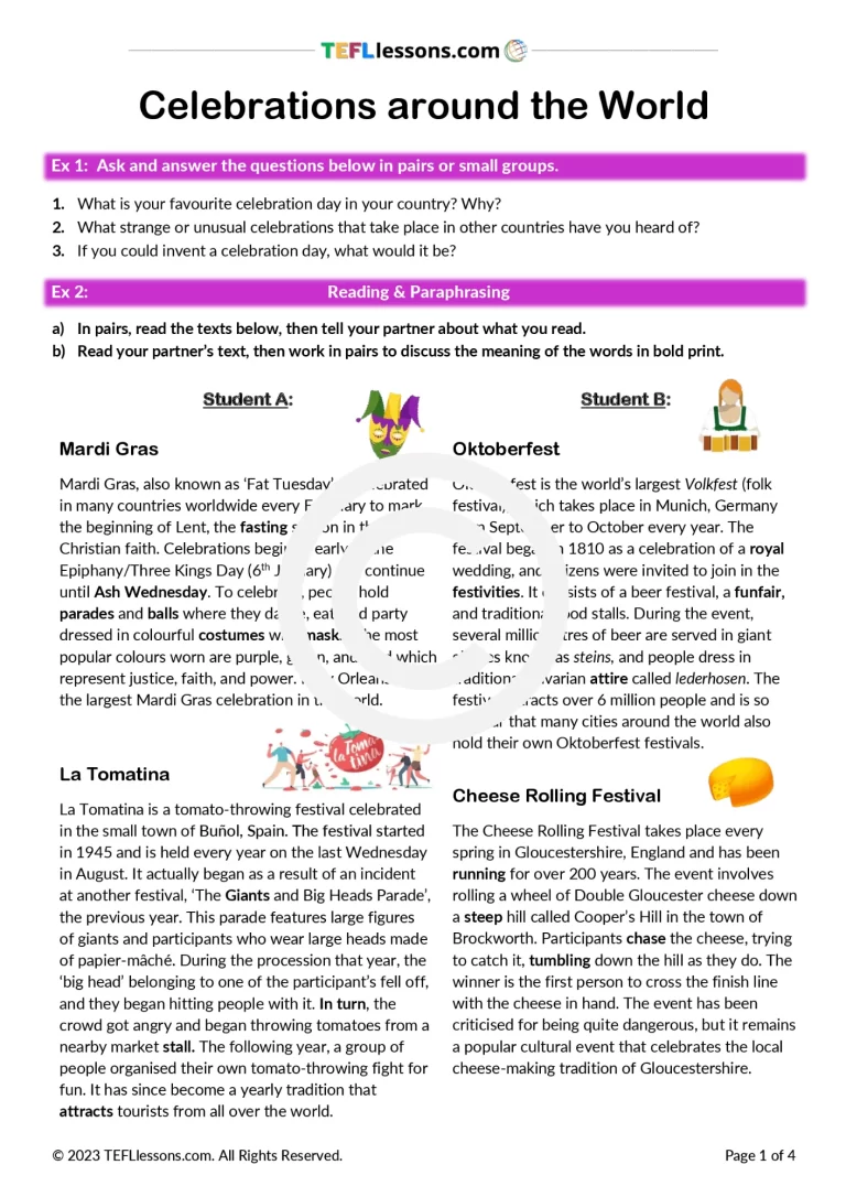 Celebrations around the World | ESL Lesson Plan