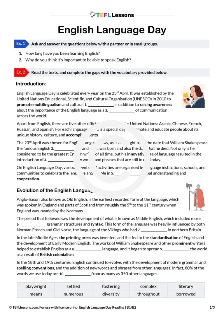 english language day esl lesson