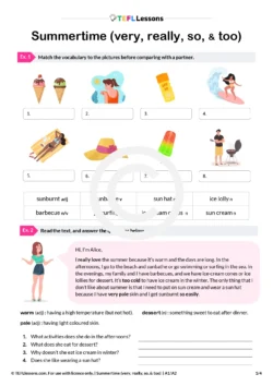 Intensifiers exercises ESL lesson on very really so and too