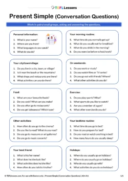 present simple conversation questions